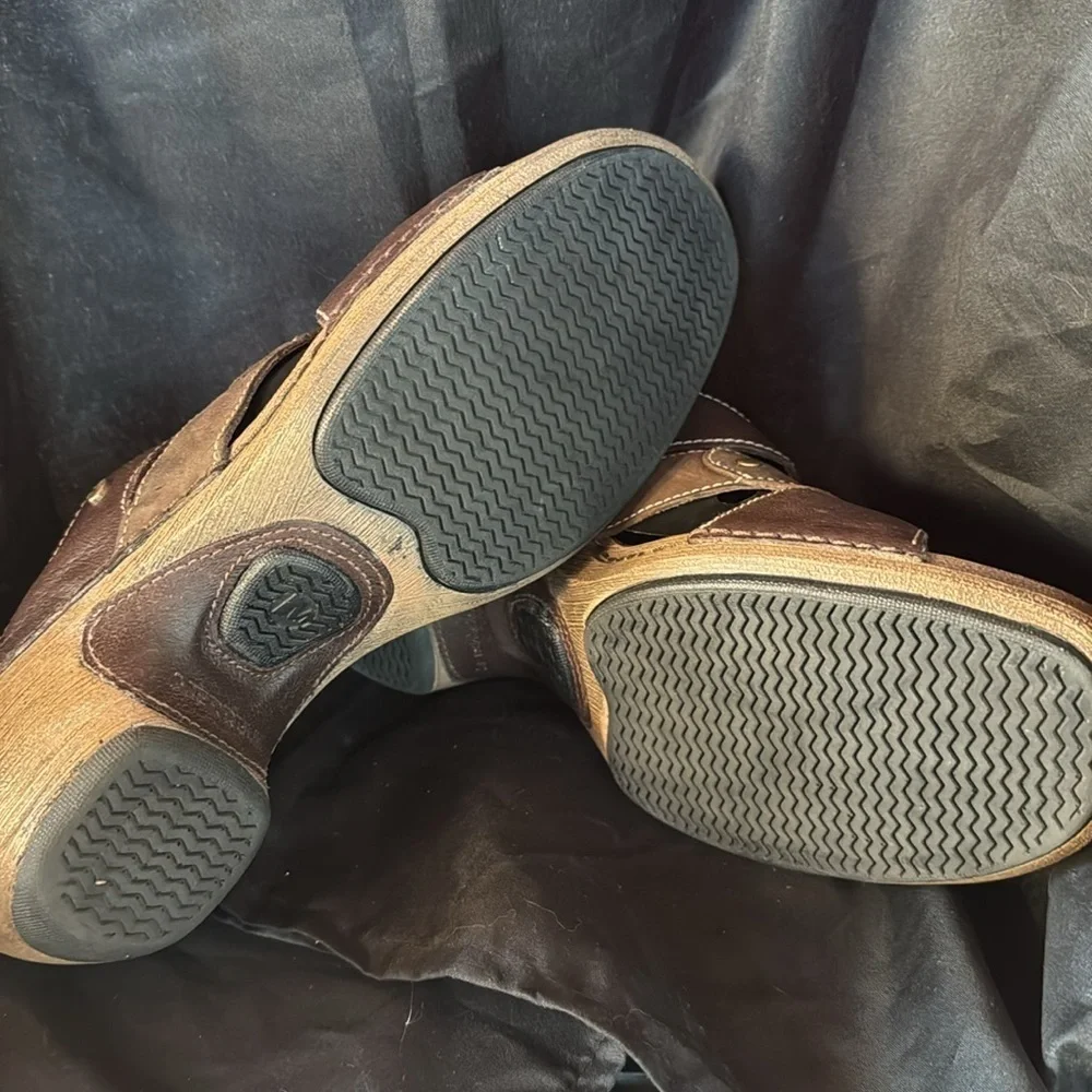 🍍 Merrell Luxe Slide Mink Sandals Brown Leather Women's Size 8 Wedge Heel🍍